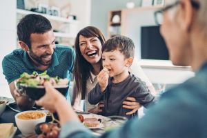 Family enjoying dinner